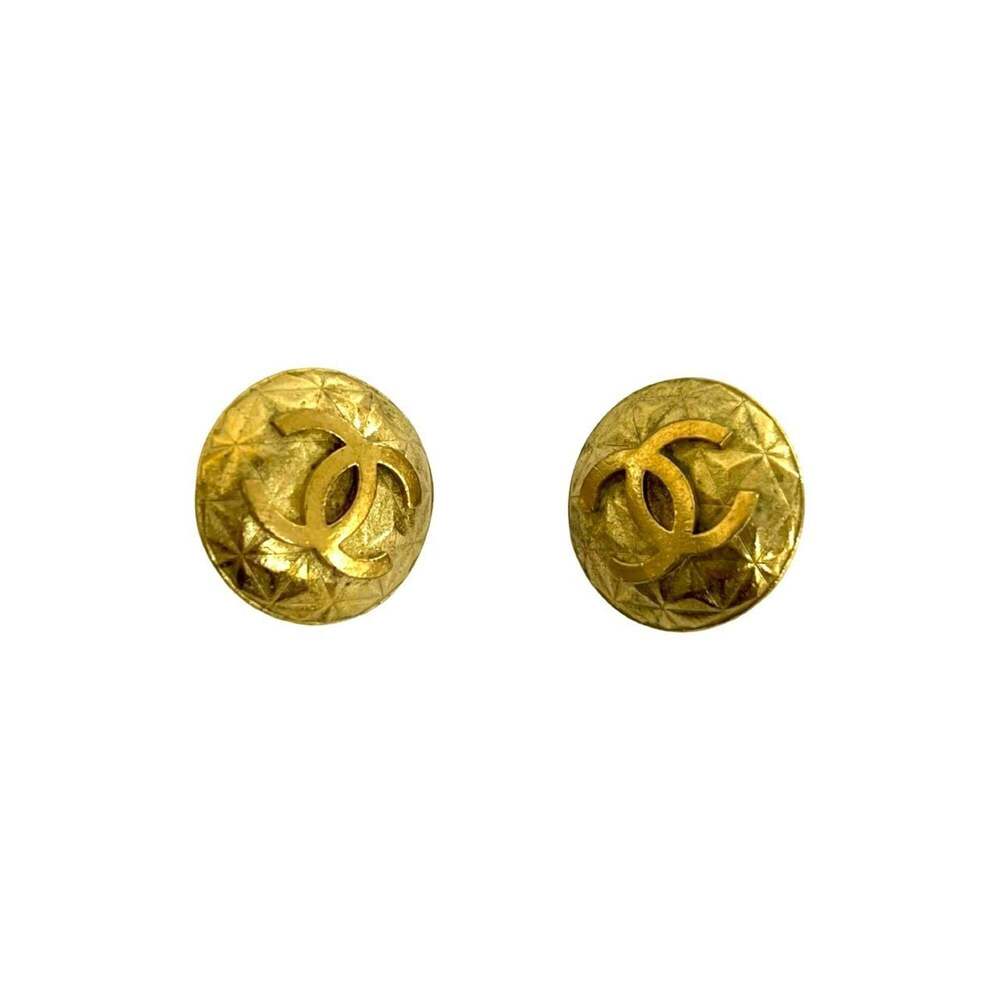 CHANEL Authentic Vintage Gold Logo Earrings - Picture 3 of 5